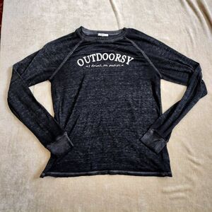 Maurices Grey Distressed Long Sleeve "Outdoorsy" Shirt Size S